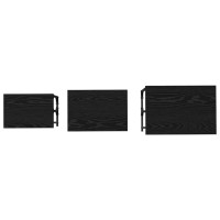 Produktbild för Nesting Kaffe Bord 3 pcs Svart ek Konstruerat trä