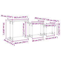 Produktbild för Nesting Kaffe Bord 3 pcs Svart ek Konstruerat trä