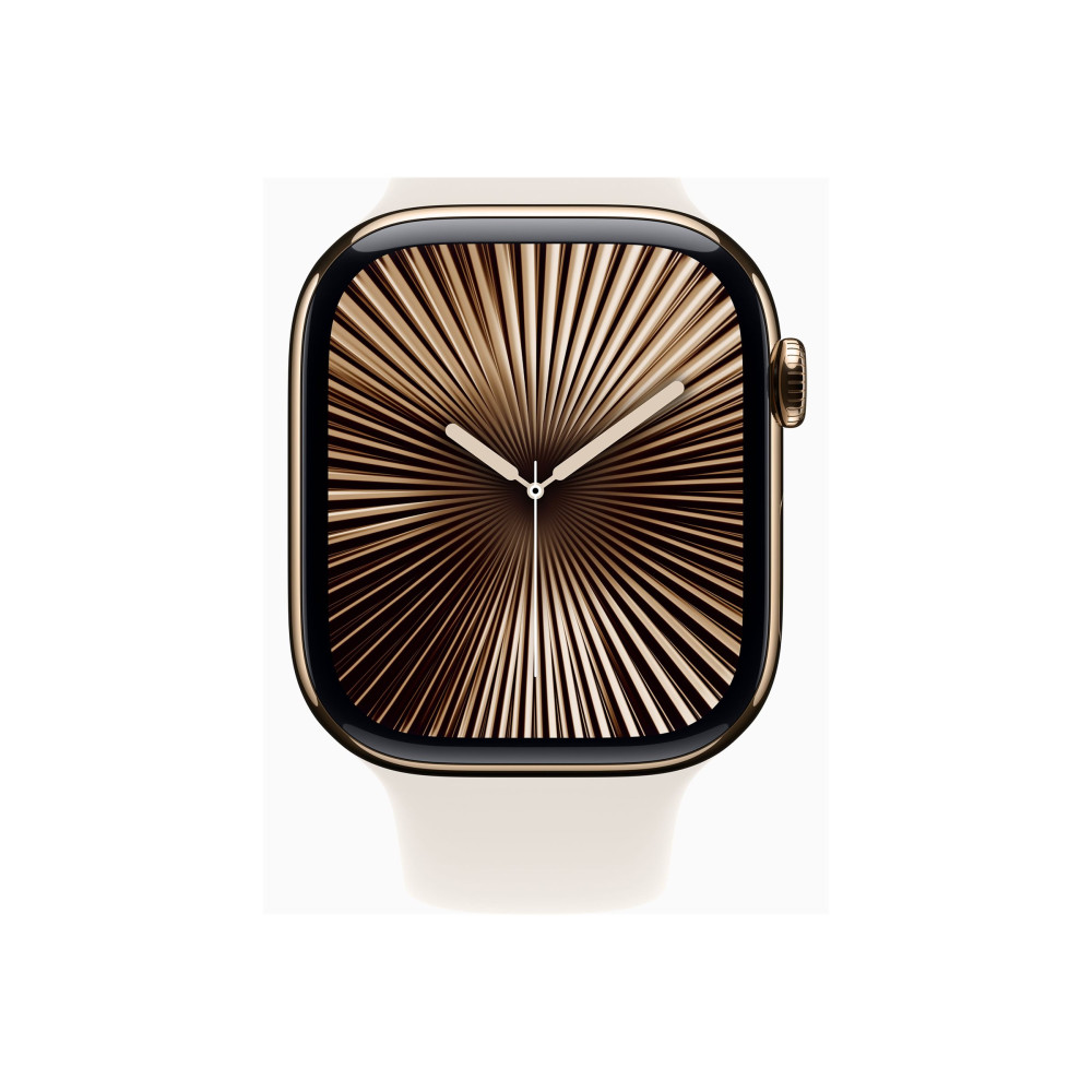 Produktbild för Apple Watch Series 10 (GPS + Cellular) - guld titan - smart klocka med sportband - starlight - 64 GB
