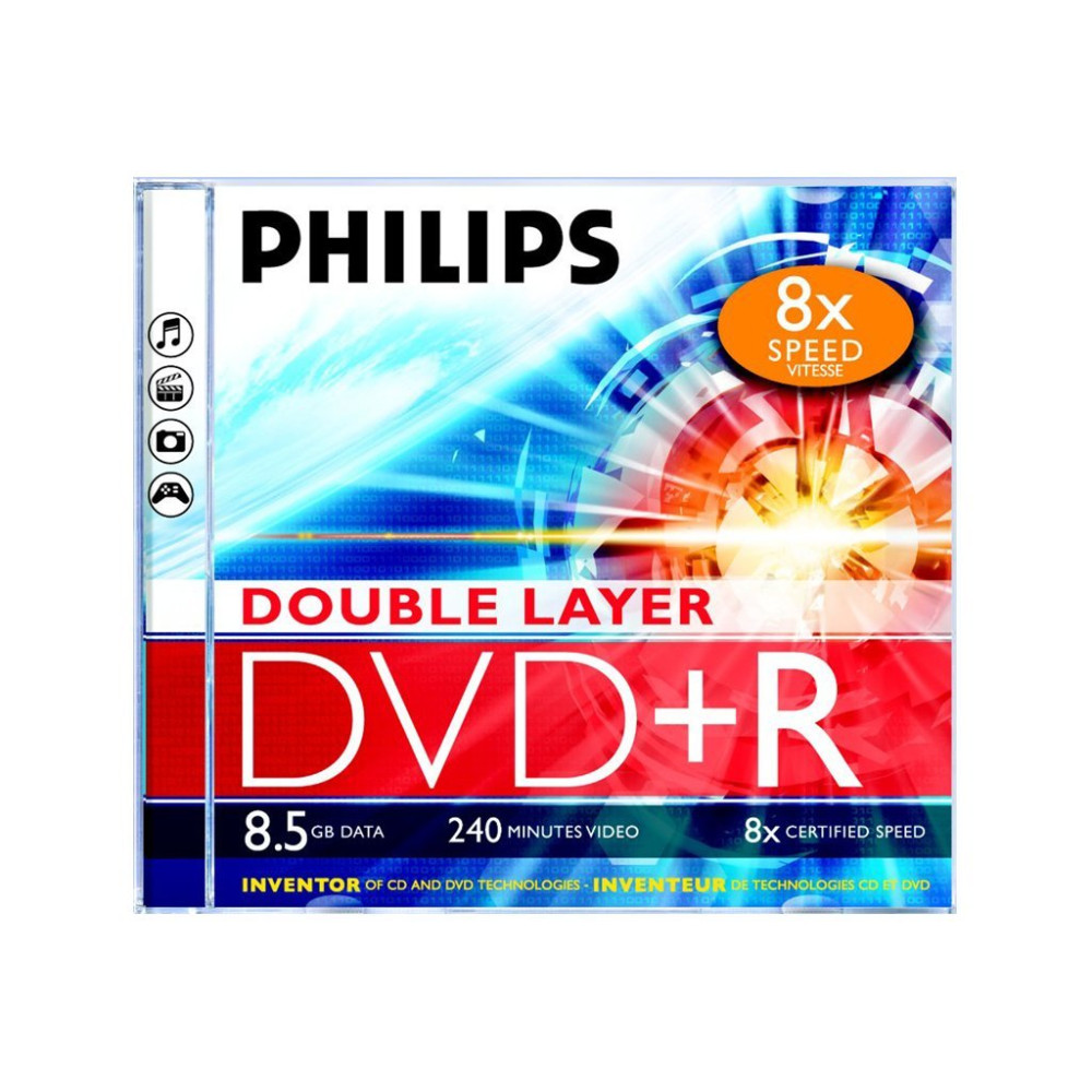 Produktbild för Philips DR8S8J05C - DVD+R DL x 5 - 8.5 GB - lagringsmedier