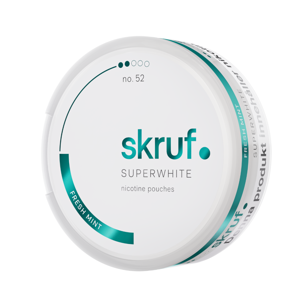 Produktbild för Skruf Superwhite no. 52 Fresh Mint Medium Strength 10-pack