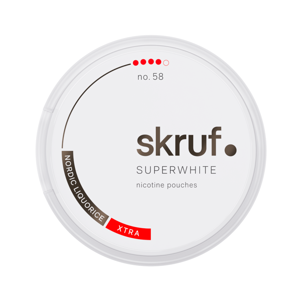 Produktbild för Skruf Superwhite no. 58 Nordic Liquorice Xtra Strong 10-pack
