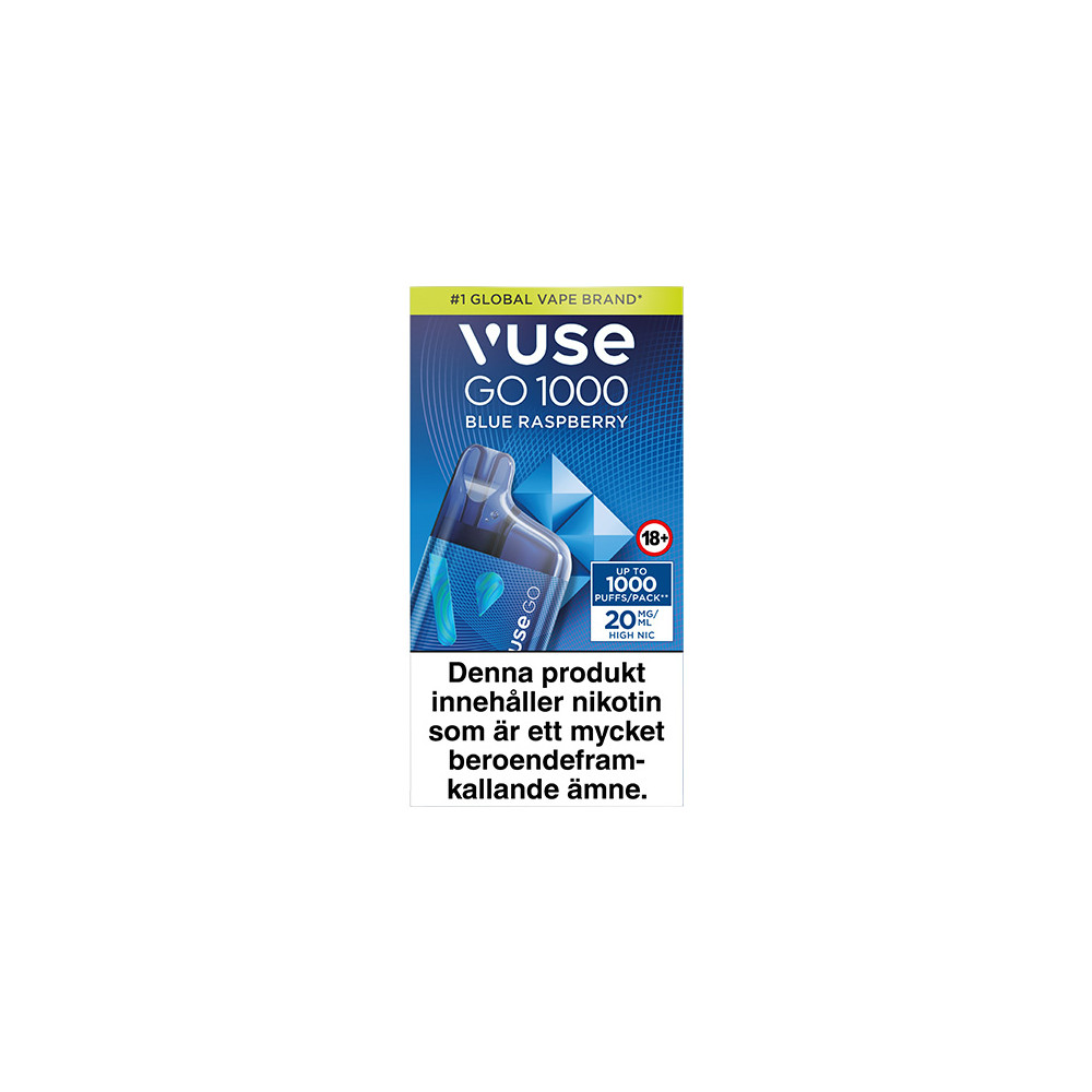 Produktbild för VUSE GO BOX 1000 Blue Raspberry 20mg 10-pack