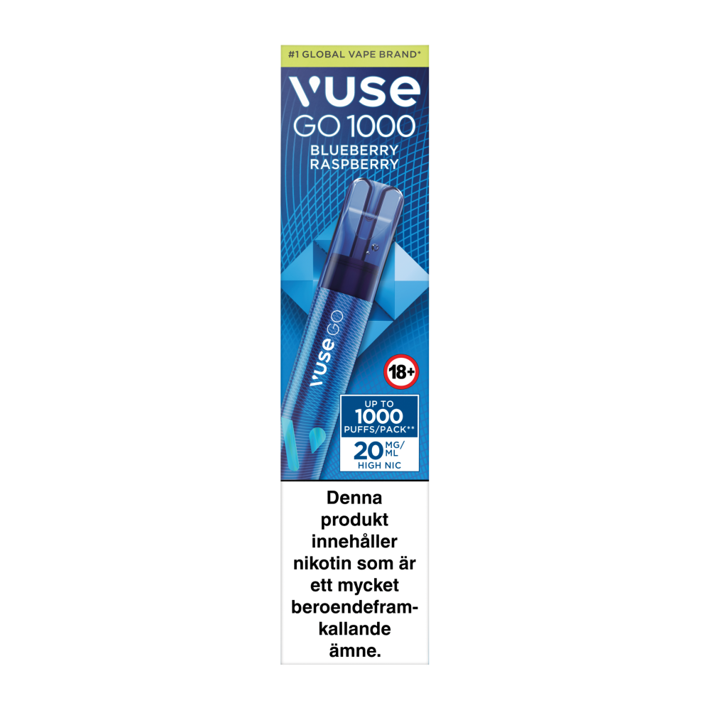 Produktbild för VUSE GO PEN 1000 Blueberry Raspberry 20mg 10-pack