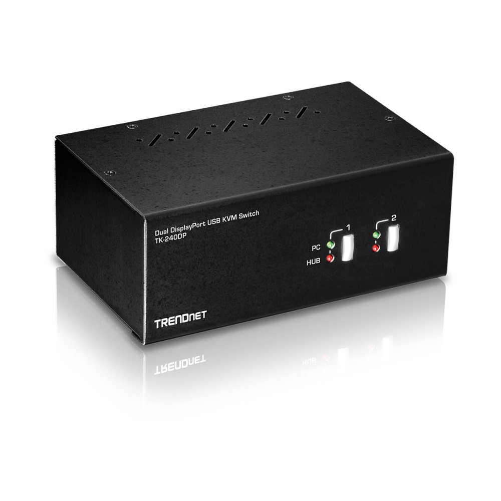 Produktbild för TRENDnet TK-240DP - omkopplare för tangentbord/video/mus/ljud/USB - 2 portar - TAA-kompatibel