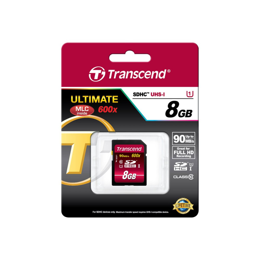 Produktbild för Transcend Ultimate - flash-minneskort - 8 GB - SDHC UHS-I