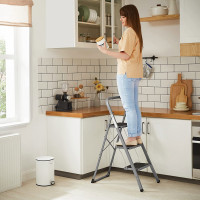 Produktbild för Steel Ladder Grey, Black 110x45x5cm