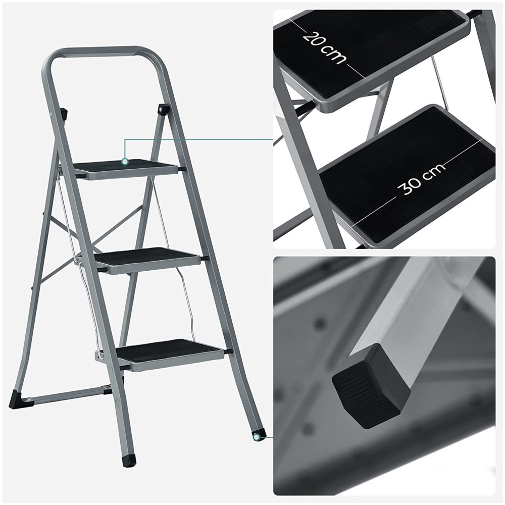 Produktbild för Steel Ladder Grey, Black 110x45x5cm