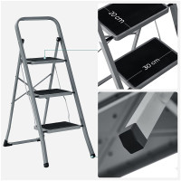 Produktbild för Steel Ladder Grey, Black 110x45x5cm