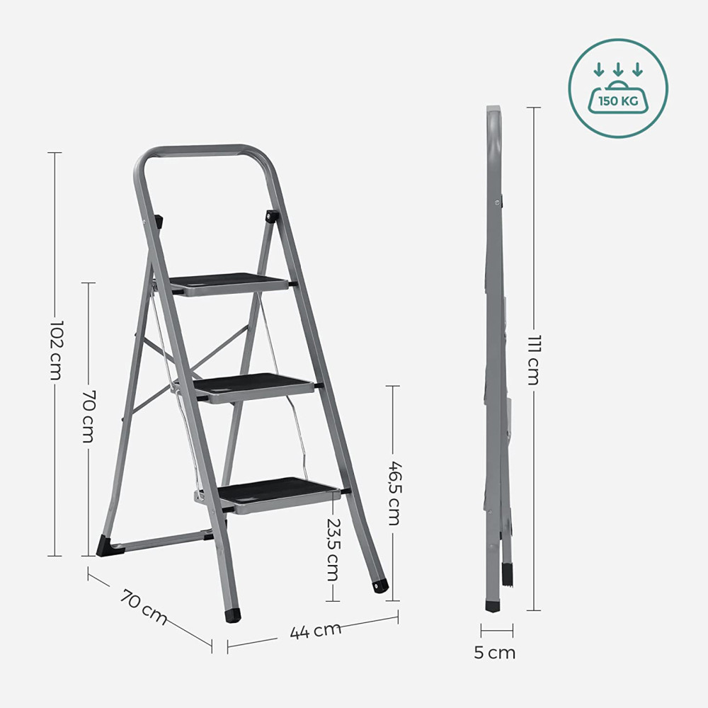 Produktbild för Steel Ladder Grey, Black 110x45x5cm