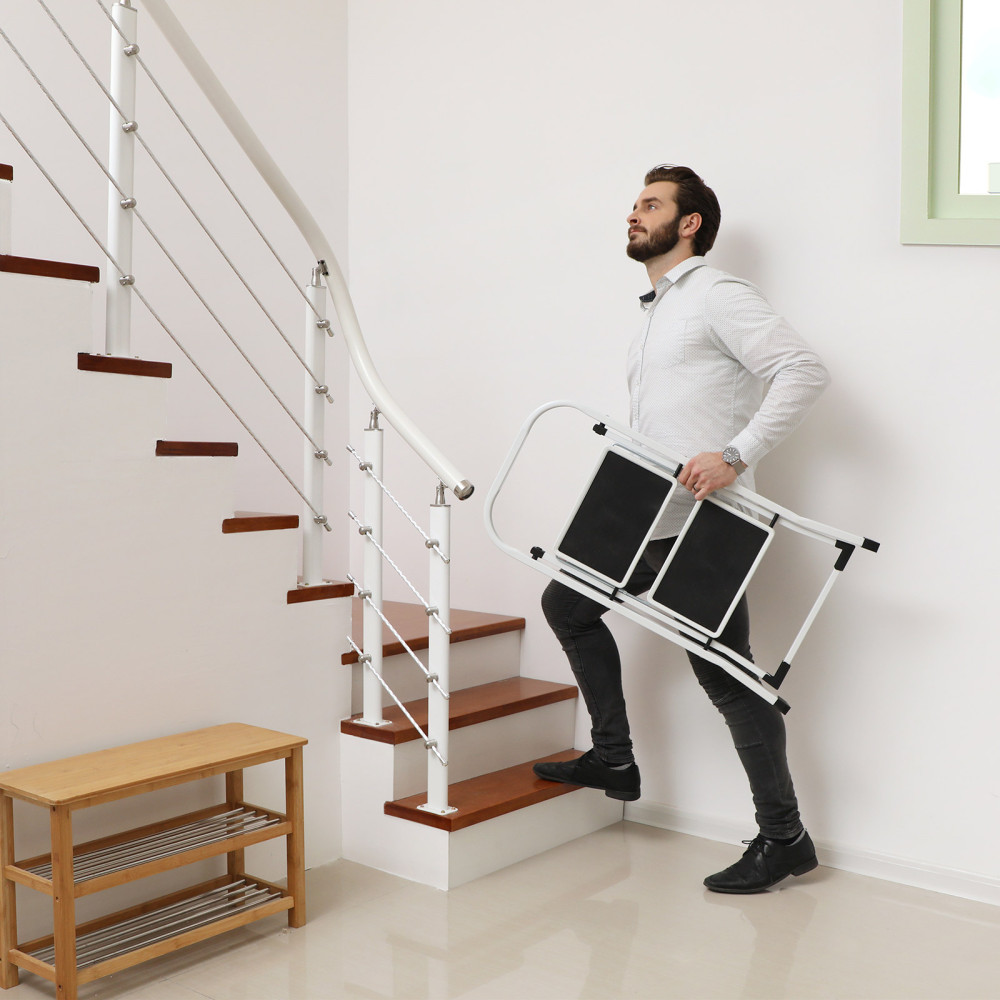 Produktbild för Steel Ladder White, Black 87x45x5cm