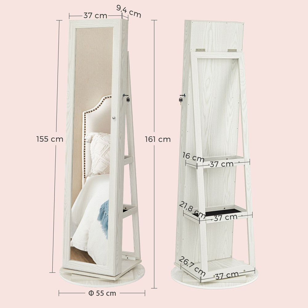 Produktbild för Jewelry Armoire White 162x55x55cm