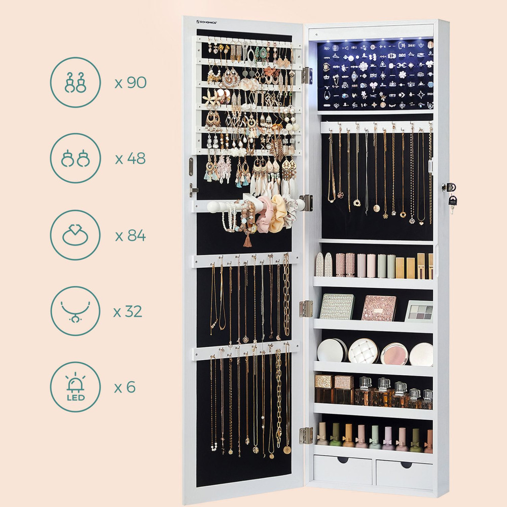Produktbild för Jewelry Armoire White 120x10x37cm