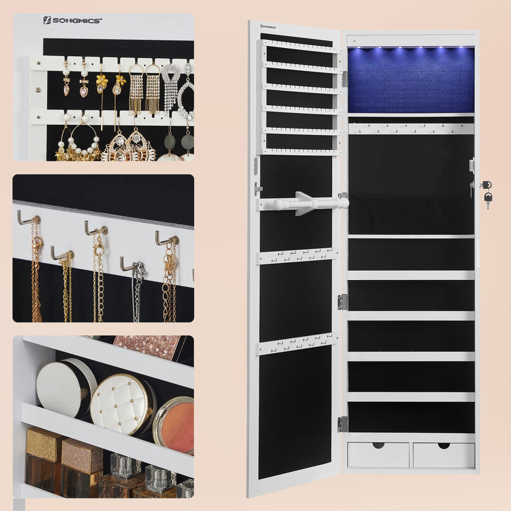 Produktbild för Jewelry Armoire White 120x10x37cm