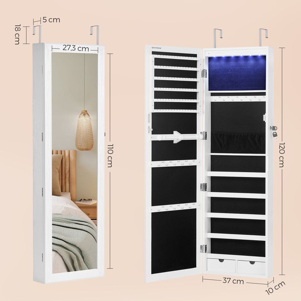 Produktbild för Jewelry Armoire White 120x10x37cm