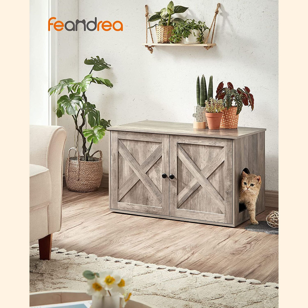 Produktbild för Cat Litter Box Enclosure Grey 80x53x50cm