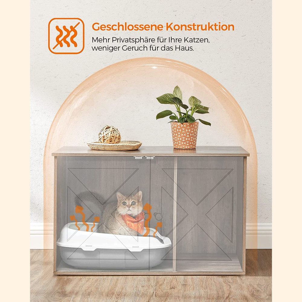 Produktbild för Cat Litter Box Enclosure Grey 80x53x50cm