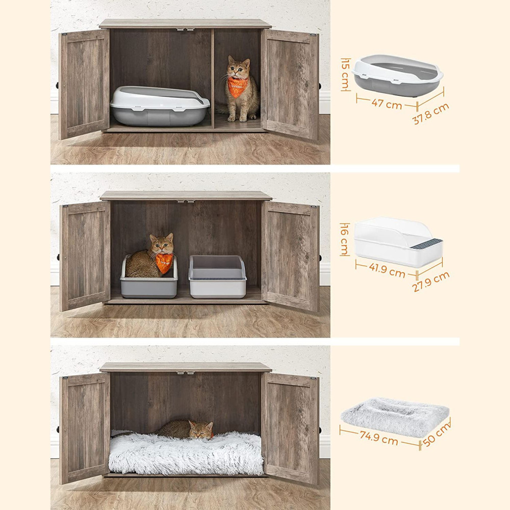 Produktbild för Cat Litter Box Enclosure Grey 80x53x50cm