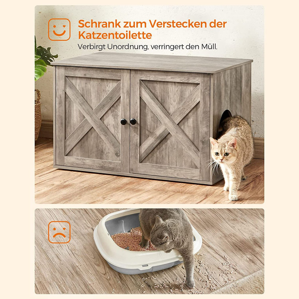 Produktbild för Cat Litter Box Enclosure Grey 80x53x50cm