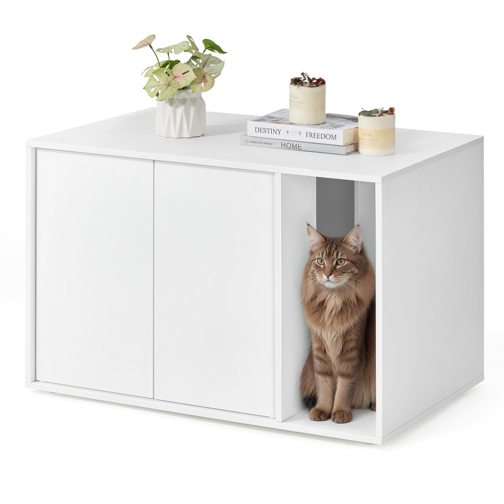Produktbild för Cat Litter Box Enclosure White 80x50x53cm