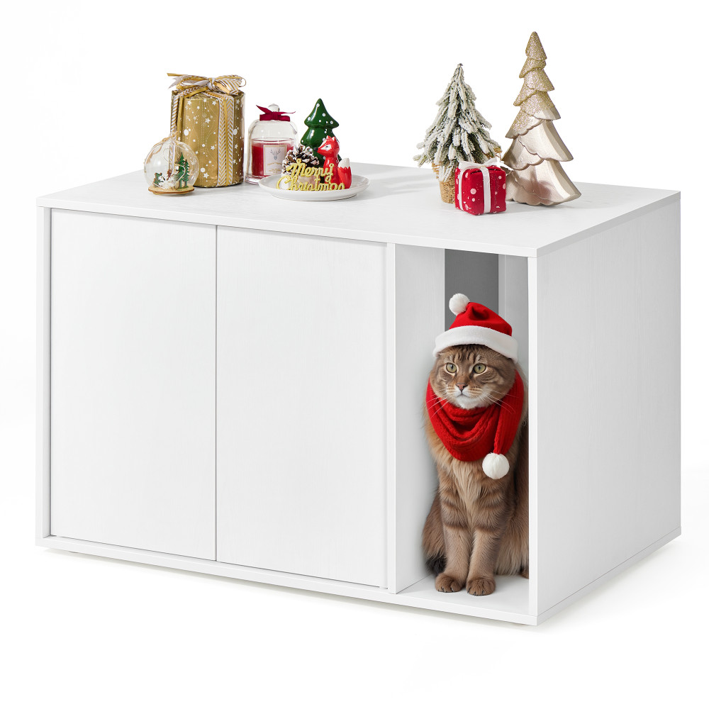 Produktbild för Cat Litter Box Enclosure White 80x50x53cm