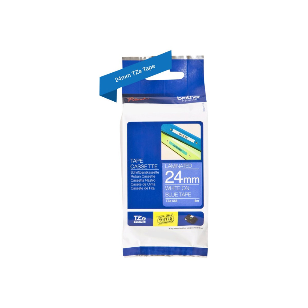 Produktbild för Brother TZe-555 - bandlaminat - 1 kassett(er) - Rulle ( 2,4 cm x 8 m)