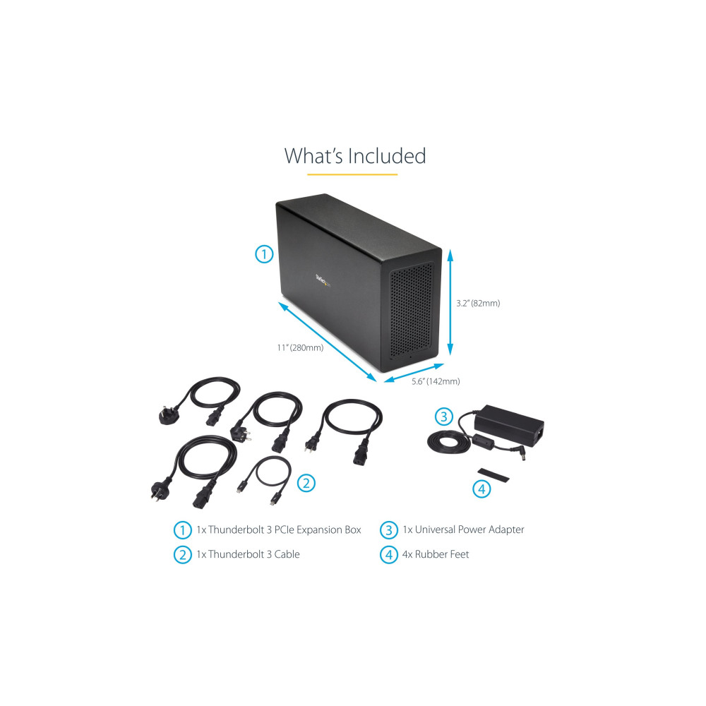 Produktbild för StarTech.com Thunderbolt 3 PCIe Expansion Chassis, External Enclosure Box with 1x PCI-Express Slot, 5K/4K Output Via TB3/DP Ports, TAA - förlängningskabel till systembuss - DP