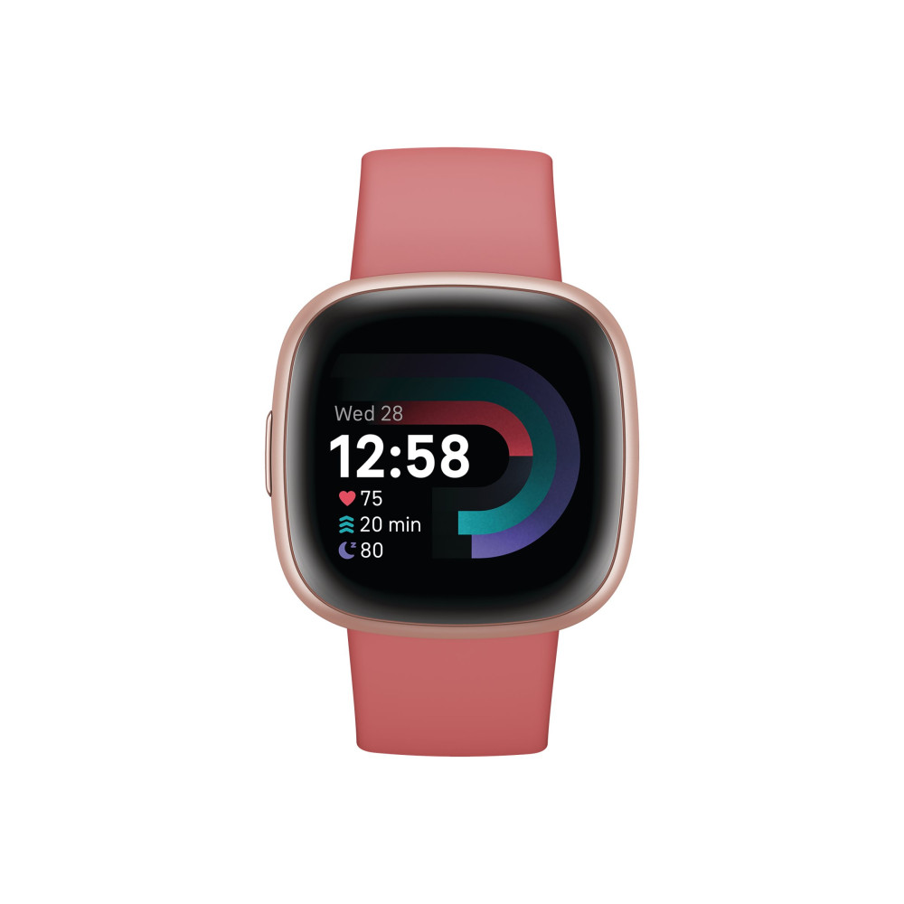 Produktbild för Fitbit Versa 4 - kopparros - smart klocka med band - rosa sand