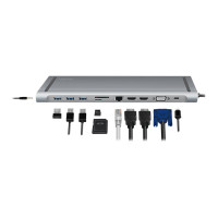 Produktbild för LogiLink - dockningsstation - USB-C 3.2 Gen 1 - 2 x HDMI, VGA - 1GbE