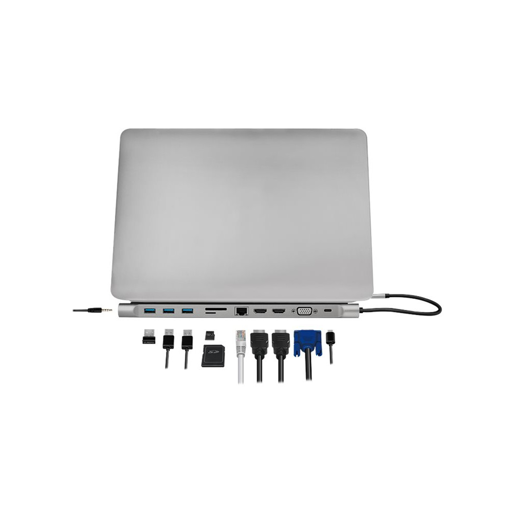 Produktbild för LogiLink - dockningsstation - USB-C 3.2 Gen 1 - 2 x HDMI, VGA - 1GbE