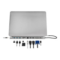Produktbild för LogiLink - dockningsstation - USB-C 3.2 Gen 1 - 2 x HDMI, VGA - 1GbE