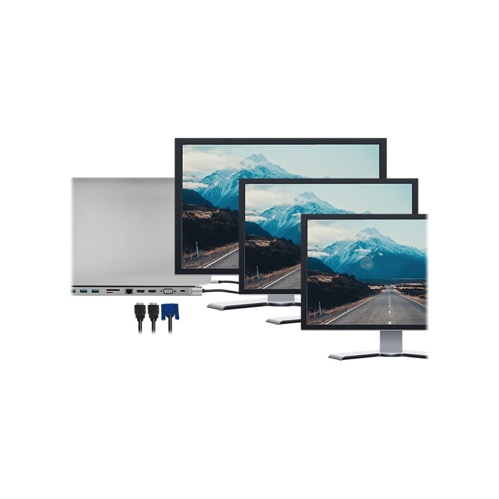 Produktbild för LogiLink - dockningsstation - USB-C 3.2 Gen 1 - 2 x HDMI, VGA - 1GbE