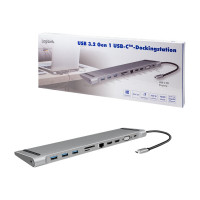 Produktbild för LogiLink - dockningsstation - USB-C 3.2 Gen 1 - 2 x HDMI, VGA - 1GbE