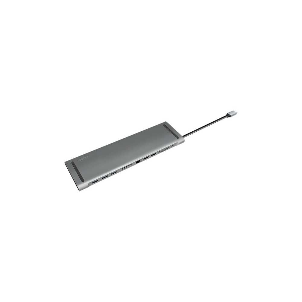 Produktbild för LogiLink - dockningsstation - USB-C 3.2 Gen 1 - 2 x HDMI, VGA - 1GbE