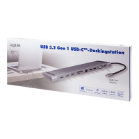 Produktbild för LogiLink - dockningsstation - USB-C 3.2 Gen 1 - 2 x HDMI, VGA - 1GbE