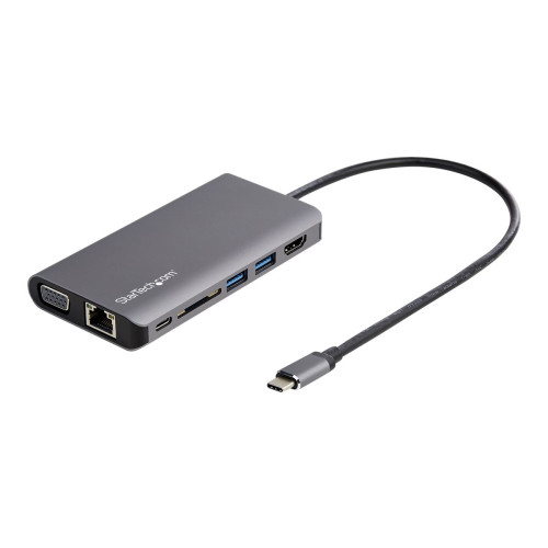 StarTech.com StarTech.com USB C-multiportadapter - USB-C Mini-resedocka med 4K HDMI eller 1080p VGA - 3x USB 3.0-hubb, SD, GbE, Audio, 100 W PD Pass-through - Bärbar dockningsstation för bärbar dator/surfplatta - dockningsstation - USB-C - VGA, HDMI - 1GbE