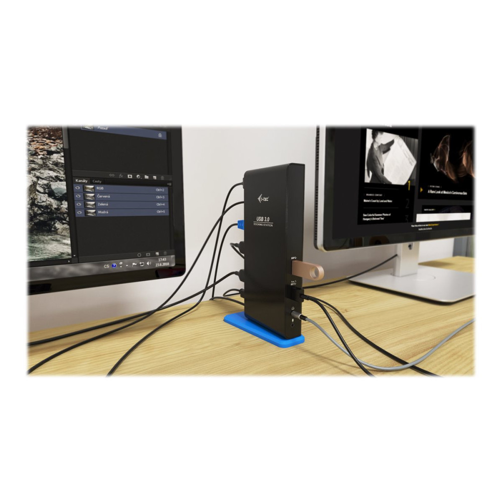 Produktbild för i-Tec USB 3.0/USB-C Dual HDMI Docking Station - dockningsstation - USB 3.0 - 2 x HDMI - 1GbE