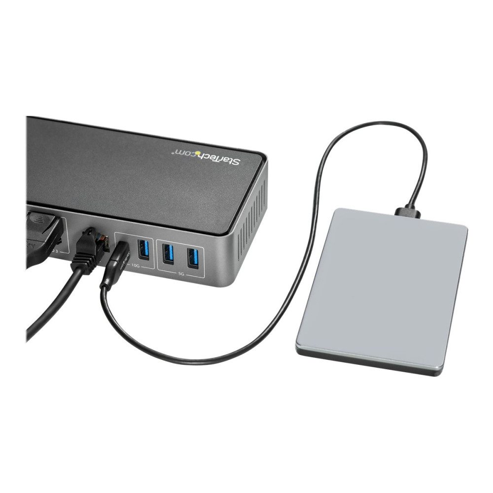 Produktbild för StarTech.com USB-C- och USB-A-dockningsstation - Universal hybriddockningsstation för trippla bildskärmar, DisplayPort och HDMI 4K 60 Hz - 85 W strömförsörjning, 6x USB-hubb, GbE, Ljud - USB 3.1 Gen. 2, 10 Gbit/sek - dockningsstation - USB-C - 3 x HDMI, 3