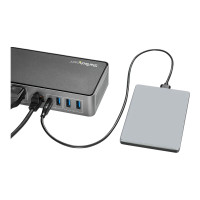 Produktbild för StarTech.com USB-C- och USB-A-dockningsstation - Universal hybriddockningsstation för trippla bildskärmar, DisplayPort och HDMI 4K 60 Hz - 85 W strömförsörjning, 6x USB-hubb, GbE, Ljud - USB 3.1 Gen. 2, 10 Gbit/sek - dockningsstation - USB-C - 3 x HDMI, 3
