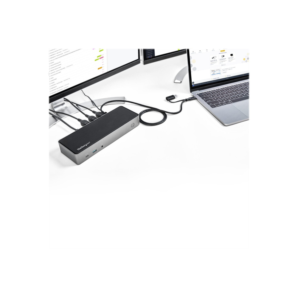 Produktbild för StarTech.com USB-C- och USB-A-dockningsstation - Universal hybriddockningsstation för trippla bildskärmar, DisplayPort och HDMI 4K 60 Hz - 85 W strömförsörjning, 6x USB-hubb, GbE, Ljud - USB 3.1 Gen. 2, 10 Gbit/sek - dockningsstation - USB-C - 3 x HDMI, 3