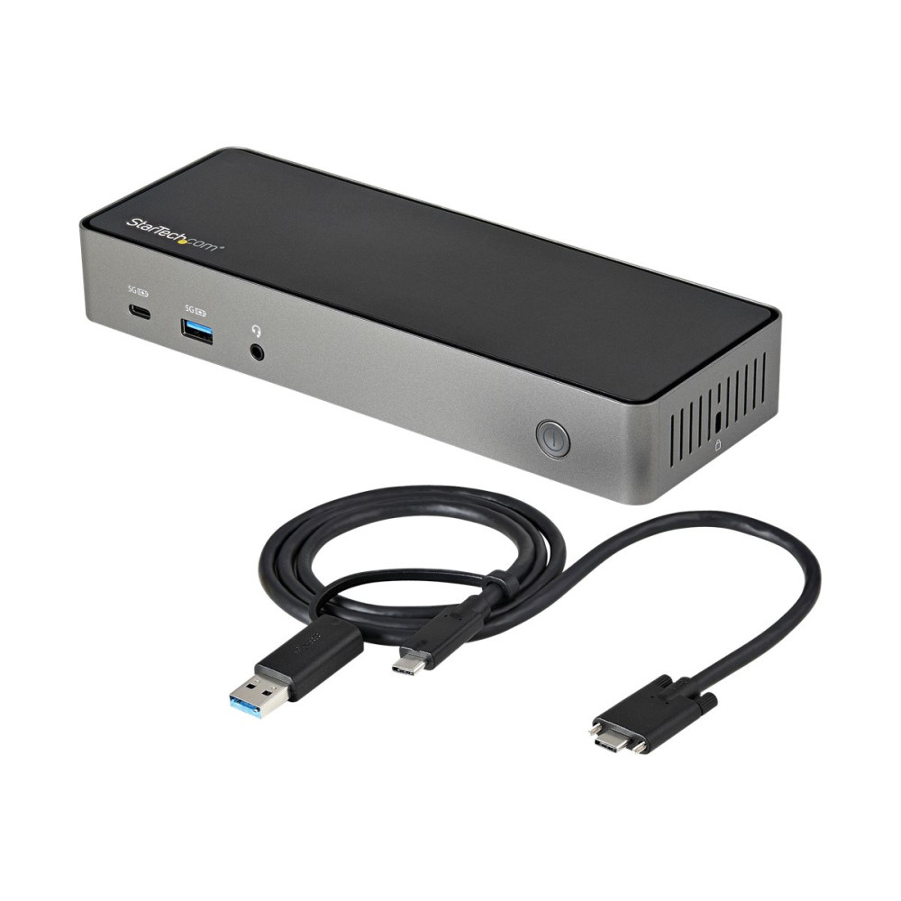 Produktbild för StarTech.com USB-C- och USB-A-dockningsstation - Universal hybriddockningsstation för trippla bildskärmar, DisplayPort och HDMI 4K 60 Hz - 85 W strömförsörjning, 6x USB-hubb, GbE, Ljud - USB 3.1 Gen. 2, 10 Gbit/sek - dockningsstation - USB-C - 3 x HDMI, 3