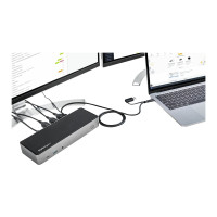 Produktbild för StarTech.com USB-C- och USB-A-dockningsstation - Universal hybriddockningsstation för trippla bildskärmar, DisplayPort och HDMI 4K 60 Hz - 85 W strömförsörjning, 6x USB-hubb, GbE, Ljud - USB 3.1 Gen. 2, 10 Gbit/sek - dockningsstation - USB-C - 3 x HDMI, 3
