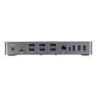 Produktbild för StarTech.com USB-C- och USB-A-dockningsstation - Universal hybriddockningsstation för trippla bildskärmar, DisplayPort och HDMI 4K 60 Hz - 85 W strömförsörjning, 6x USB-hubb, GbE, Ljud - USB 3.1 Gen. 2, 10 Gbit/sek - dockningsstation - USB-C - 3 x HDMI, 3