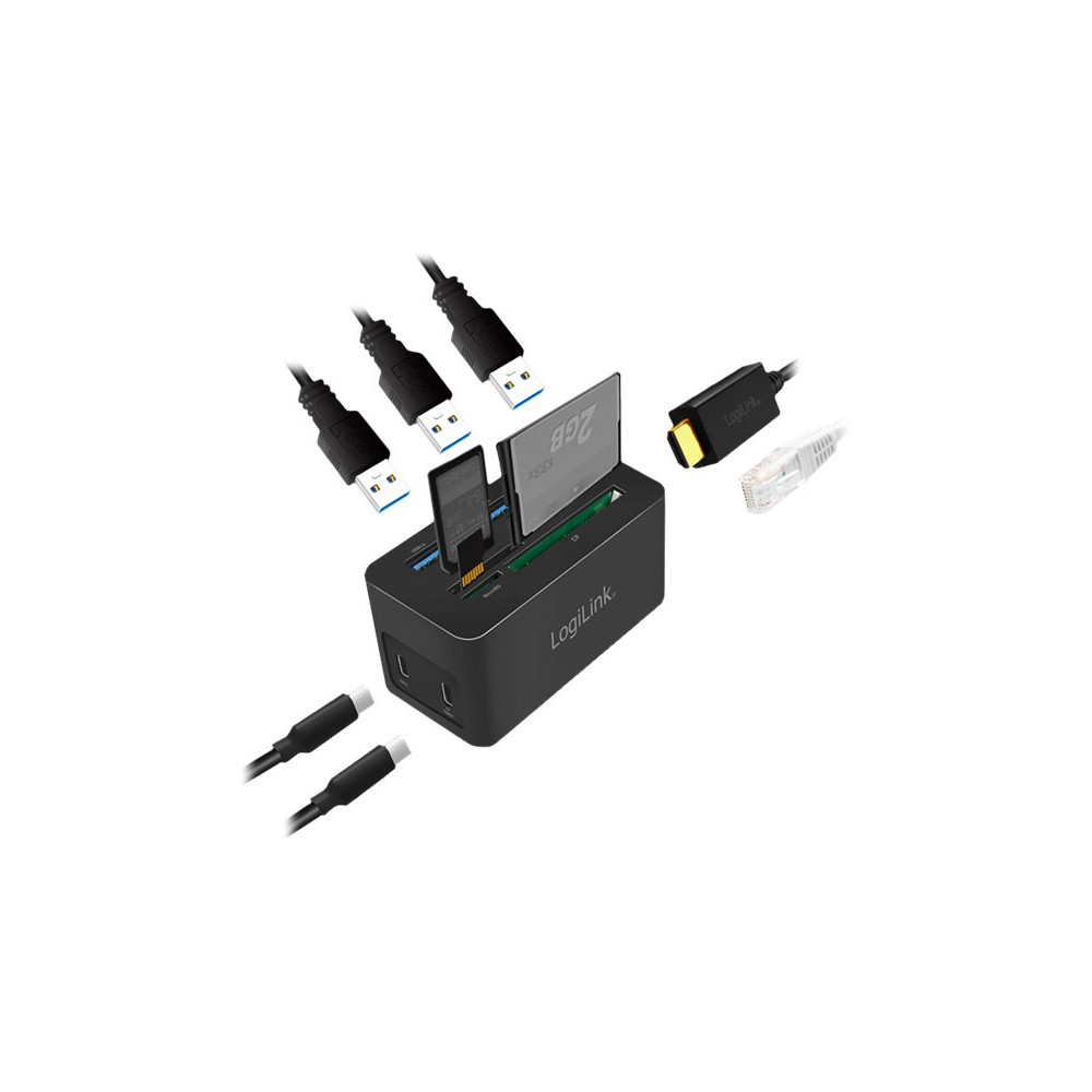Produktbild för LogiLink - dockningsstation - USB-C 3.2 Gen 1 - HDMI - 1GbE