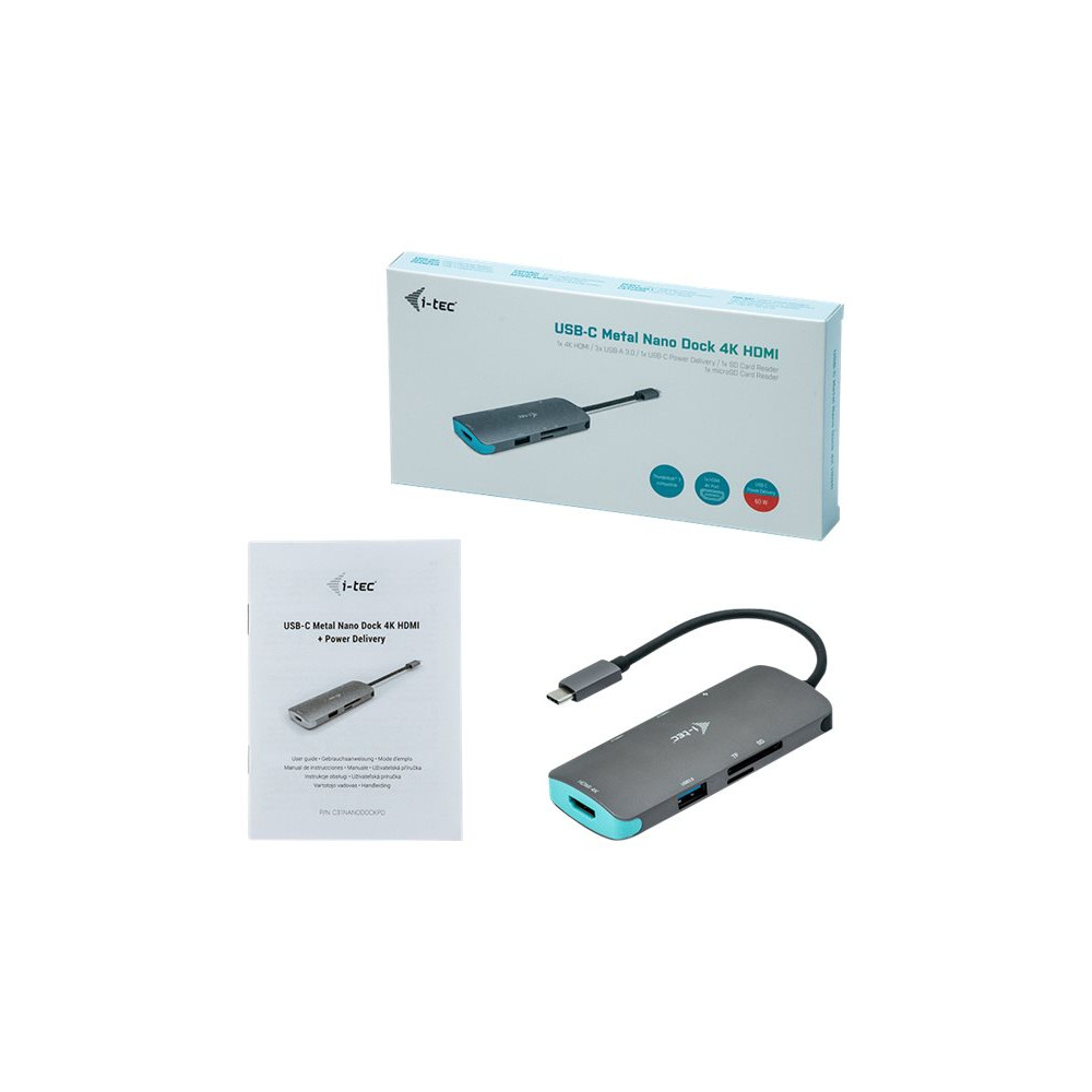 Produktbild för i-Tec USB-C Metal Nano Dock 4K HDMI + Power Delivery - dockningsstation - USB-C 3.1 - HDMI