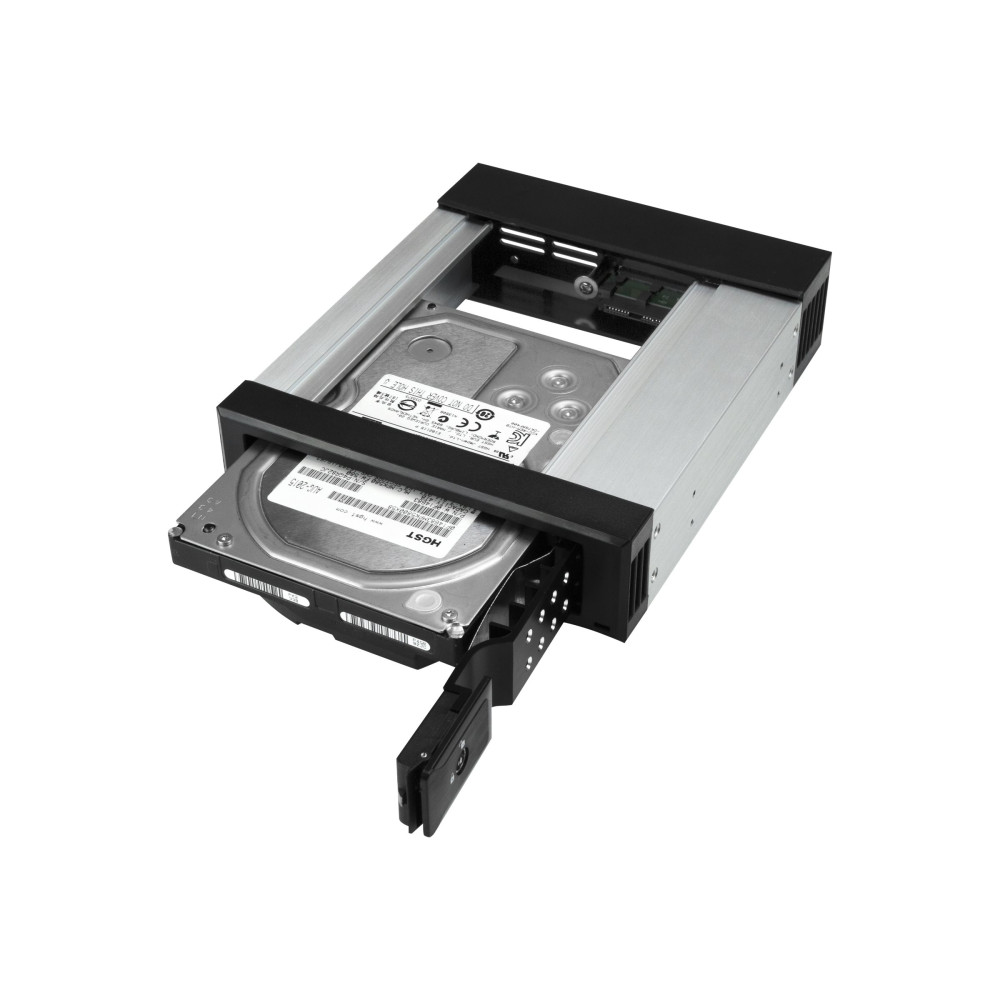 Produktbild för StarTech.com 5.25" to 3.5" Trayless Hard Drive Hot Swap Bay - Removable Hard Drive Bay for 3.5" SATA/SAS Drives - Aluminum (HSB1SATSASBA) - adapter för lagringsfack