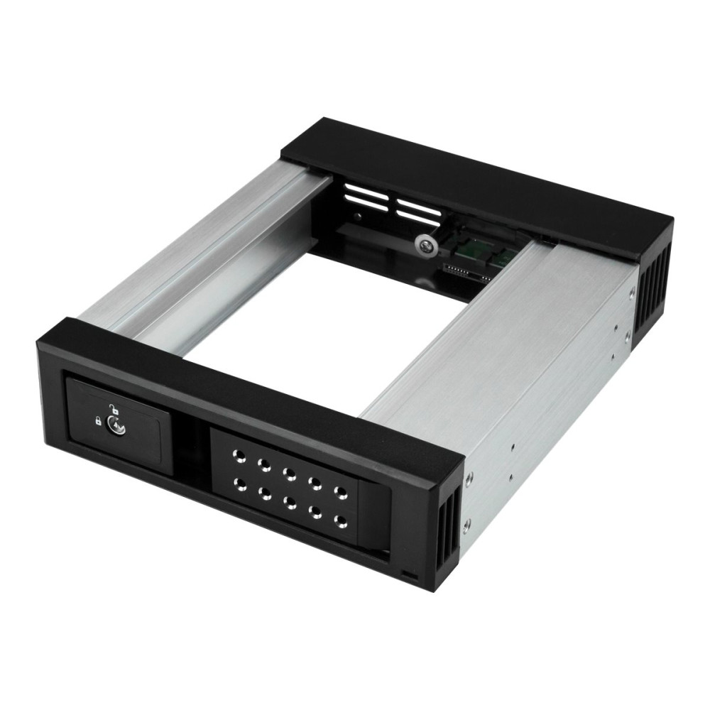 Produktbild för StarTech.com 5.25" to 3.5" Trayless Hard Drive Hot Swap Bay - Removable Hard Drive Bay for 3.5" SATA/SAS Drives - Aluminum (HSB1SATSASBA) - adapter för lagringsfack