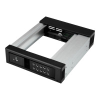 Produktbild för StarTech.com 5.25" to 3.5" Trayless Hard Drive Hot Swap Bay - Removable Hard Drive Bay for 3.5" SATA/SAS Drives - Aluminum (HSB1SATSASBA) - adapter för lagringsfack
