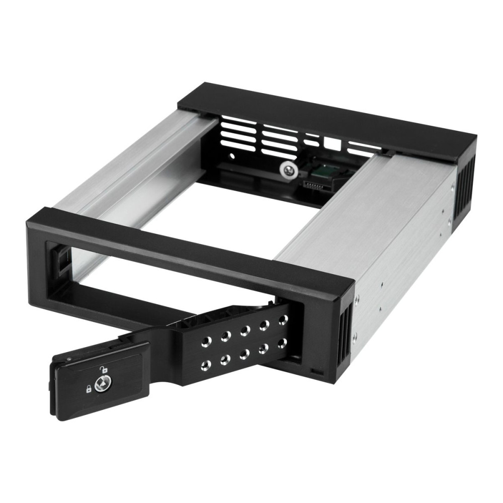 Produktbild för StarTech.com 5.25" to 3.5" Trayless Hard Drive Hot Swap Bay - Removable Hard Drive Bay for 3.5" SATA/SAS Drives - Aluminum (HSB1SATSASBA) - adapter för lagringsfack