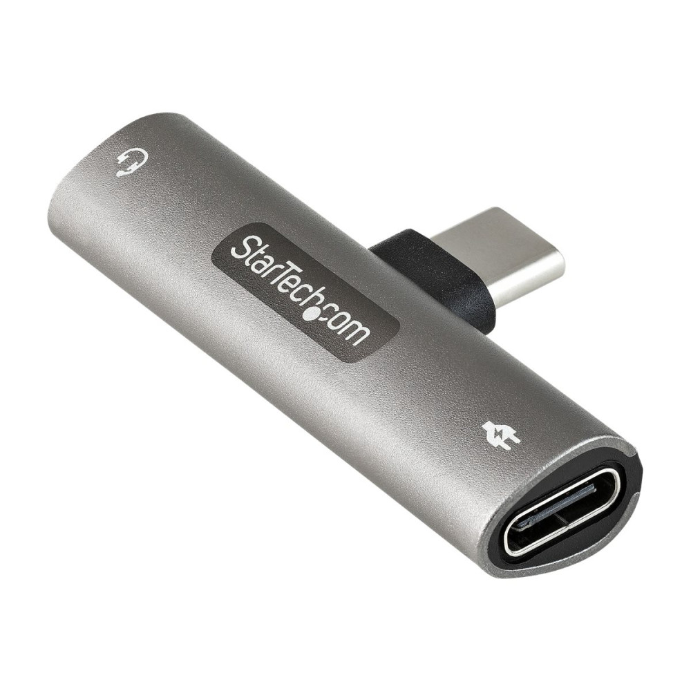 Produktbild för StarTech.com USB-C-ljud- och laddningsadapter - USB-C ljudadapter med TRRS-hörlurs-/headsetuttag på 3,5 mm och 60 W USB Type-C Power Delivery Pass-through-laddare - För telefon/surfplatta/bärbar dator med USB-C - dockningsstation - USB-C